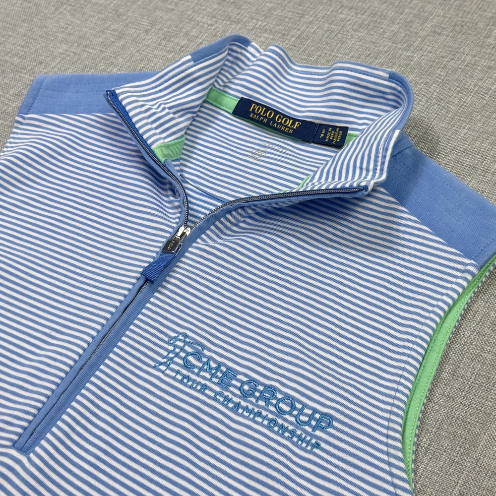 Polo Golf Ralph‎ Lauren 1/4 Zip Sleeveless Wicking Top Womens Small Blue Striped